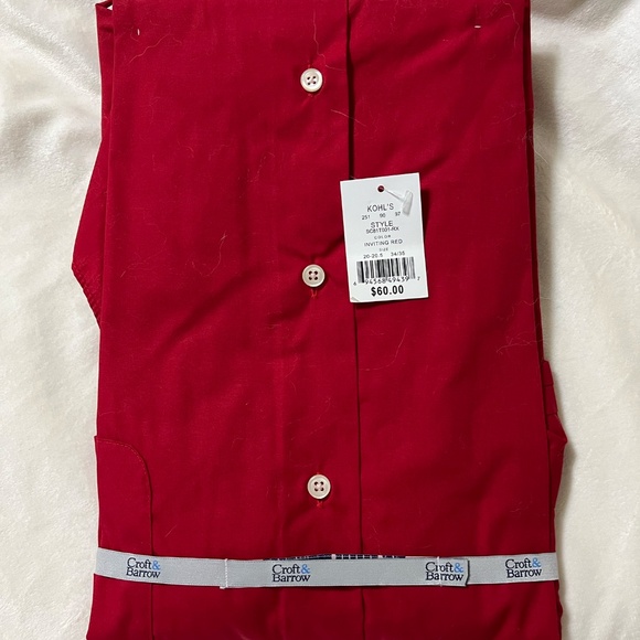NWT Men's Croft & Barrow 4XB Stretch Collar Long-Sleeve Shirt-Red - Picture 2 of 3